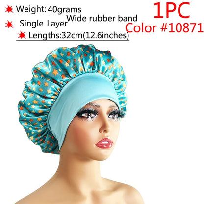 Silk Hair Bonnet Satin Cheveux Nuit Single Double Layer Silk Hair Cap for Women Sleeping Adjust Head Cover Hat Beauty Products