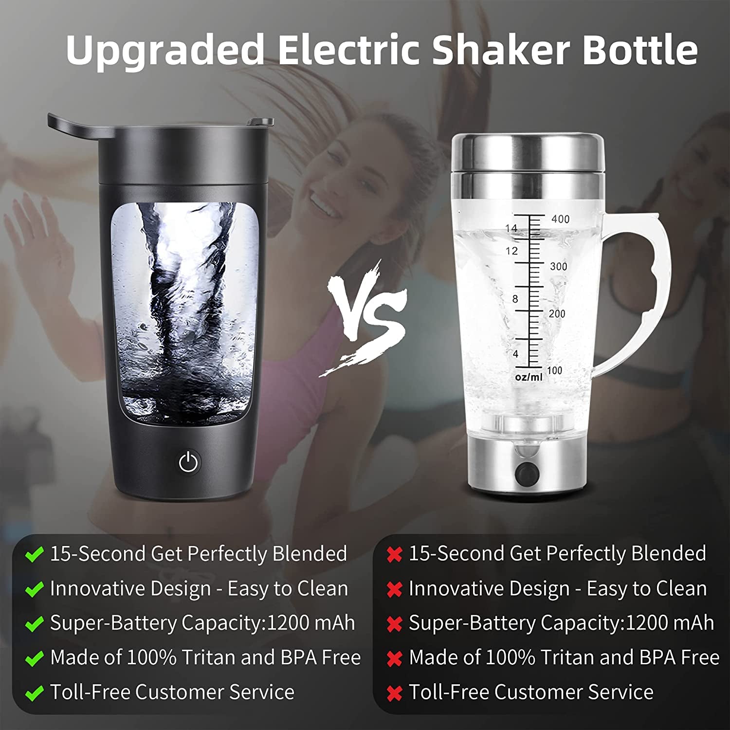 Electric Shaker Bottle, 22Oz Shaker Bottles for Protein Mixes, Usb-Rechargeable Protein Shakes, Powerful Battery Blender Bottles for Protein, Coffee, Milkshakes